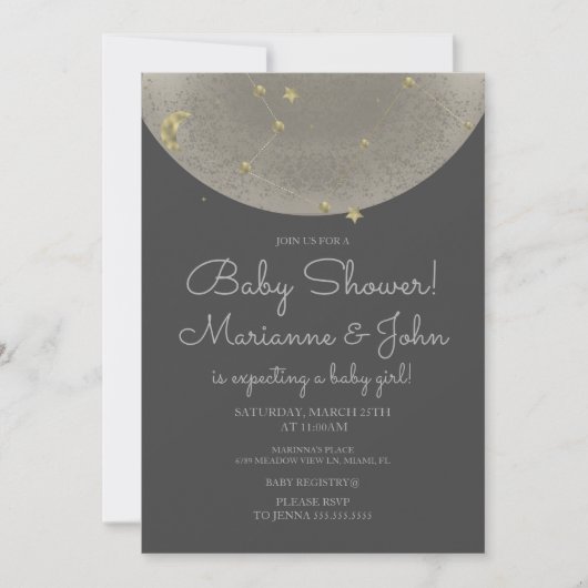 Baby shower Celestial Moon Stars Faux Gold Kaart (Voorkant)