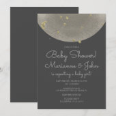 Baby shower Celestial Moon Stars Faux Gold Kaart (Voorkant / Achterkant)