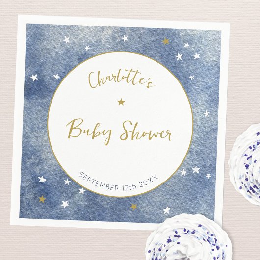 Baby shower Celestial Star Waterverf gepersonalise Servet
