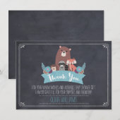 baby shower Chalkboard Woodland Hartelijk dank Bedankkaart (Voorkant / Achterkant)