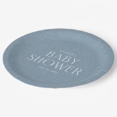 Baby shower chambray blauw schattig eenvoudig papieren bordje (Gekanteld)