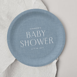 Baby shower chambray blauw schattig eenvoudig papieren bordje
