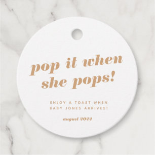 Baby shower champagne cadeautje label