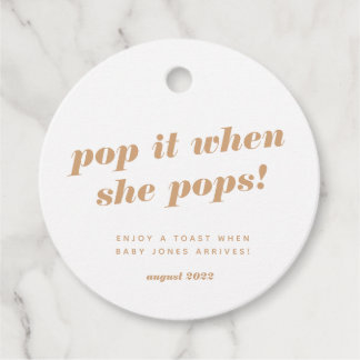 Baby shower champagne cadeautje label