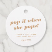 Baby shower champagne cadeautje label (Voorkant)