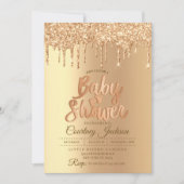 Baby shower Champagne Glitter Drip Kaart (Voorkant)