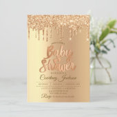 Baby shower Champagne Glitter Drip Kaart (Staand voorkant)