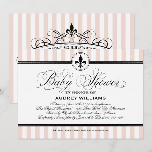  Baby shower Champagne Pink Kaart (Voorkant / Achterkant)