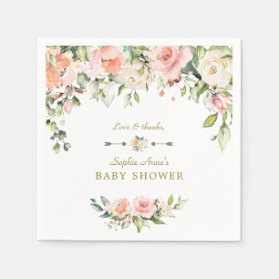 Baby shower Charge Pink Blush Cream Flowers Servet