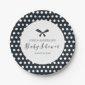 Baby shower Charmante Zwarte Polka Dot Bow Papieren Bordje (Voorkant)
