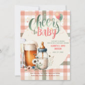 Baby shower Cheers Flessen Bierperzik Sage COED Kaart (Voorkant)