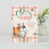 Baby shower Cheers Flessen Bierperzik Sage COED Kaart (Staand voorkant)