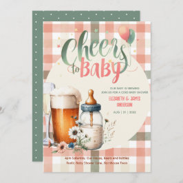 Baby shower Cheers Flessen Bierperzik Sage COED Kaart