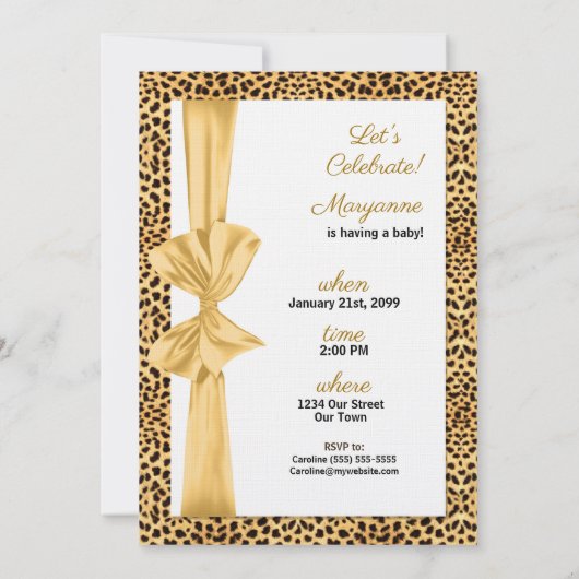 Baby shower Cheetah Print Gender Neutraal Kaart (Achterkant)