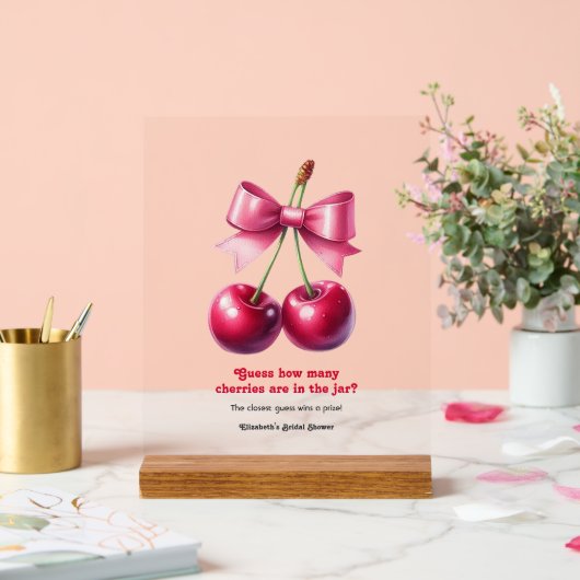 Baby shower Cherry Guessing spel Acryl Bord (Huwelijk)