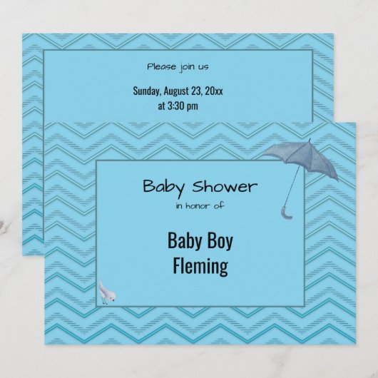 Baby shower Chevron voor Baby Boy Kaart (Voorkant / Achterkant)