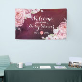 Baby shower Chic Boho Floral Feathers Burgundy Red Spandoek (Beurs)