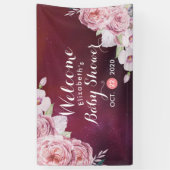 Baby shower Chic Boho Floral Feathers Burgundy Red Spandoek (Verticaal)