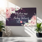 Baby shower Chic Boho Floral Feathers Burgundy Red Spandoek