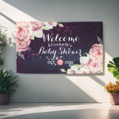 Baby shower Chic Boho Floral Feathers Burgundy Red Spandoek