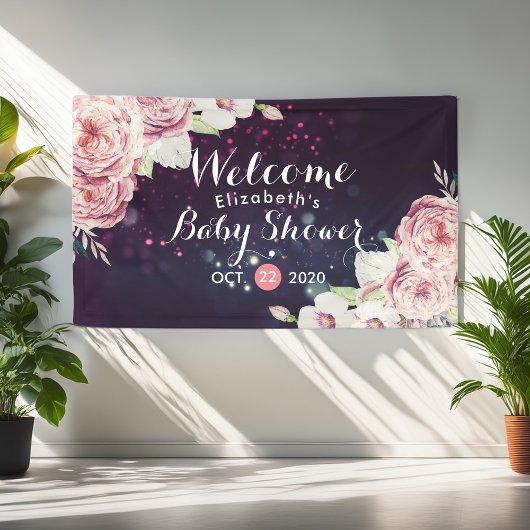 Baby shower Chic Boho Floral Feathers Burgundy Red Spandoek