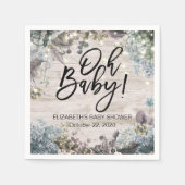 Baby shower Chic Floral String Lights Rustic Wood Servetten (Voorkant)