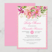 Baby shower Chic Flowers Bouquet Pink Cute Kaart (Voorkant / Achterkant)