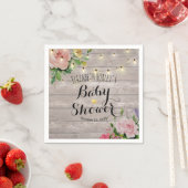 Baby shower Chic Flowers Rustic Wood String Lights Servet (Insitu)