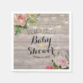 Baby shower Chic Flowers Rustic Wood String Lights Servet (Voorkant)