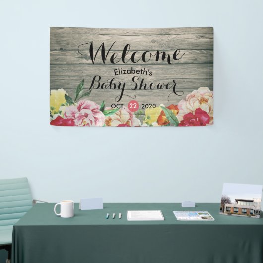 Baby shower Chic Flowers String Lights Rustisch Ho Spandoek (Beurs)