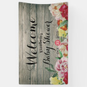 Baby shower Chic Flowers String Lights Rustisch Ho Spandoek (Verticaal)