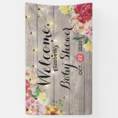 Baby shower Chic Flowers String Lights Rustisch Ho Spandoek (Verticaal)