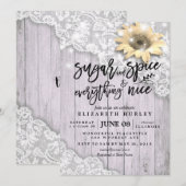 Baby shower Chic Lace Sunflower Wood String Lights Kaart (Voorkant / Achterkant)