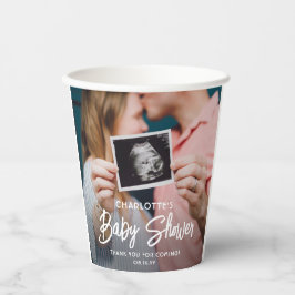 Baby shower Chic Modern Script Typografie 2 Foto Papieren Bekers