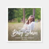 Baby shower Chic Modern Script Typografie & Foto Servet (Voorkant)