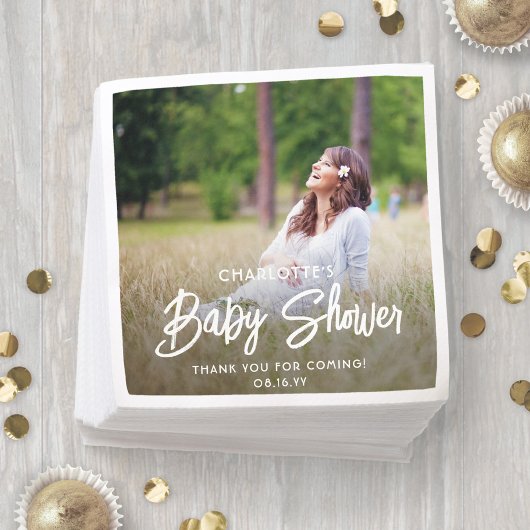 Baby shower Chic Modern Script Typografie & Foto Servet