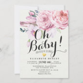 Baby shower Chic Waterverf Boho Floral Feather Kaart (Voorkant)
