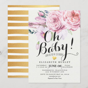 Baby shower Chic Waterverf Boho Floral Feather Kaart