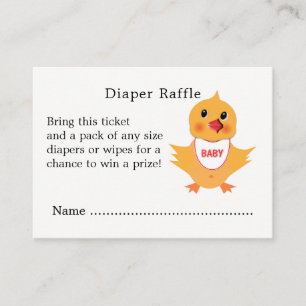 Baby shower Chick Cute Diaper Raffle Informatiekaartje