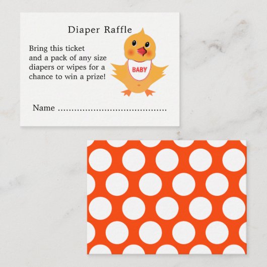 Baby shower Chick Schattige Luier Raffle Informatiekaartje (Voorkant / Achterkant)