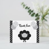 Baby shower chique Schattige zwart & wit lam dank  Briefkaart (Staand voorkant)