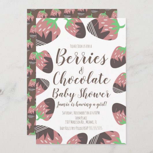 Baby shower "Chocolate aardbery Fruit Berry" Kaart (Voorkant / Achterkant)