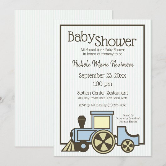 Baby shower Choo Choo Train Kaart (Voorkant / Achterkant)