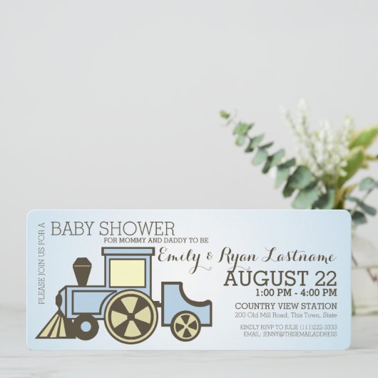 Baby shower Choo Choo Train Kaart (Staand voorkant)