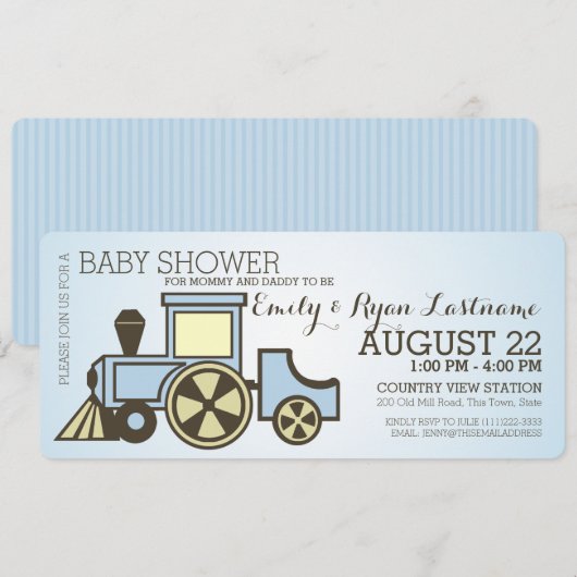 Baby shower Choo Choo Train Kaart (Voorkant / Achterkant)