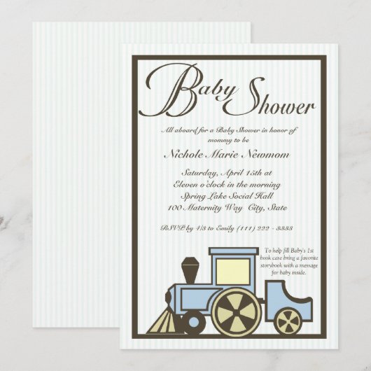 Baby shower Choo Choo Train Kaart (Voorkant / Achterkant)