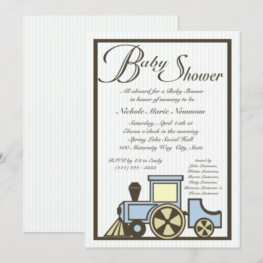 Baby shower Choo Choo Train Kaart (Voorkant / Achterkant)