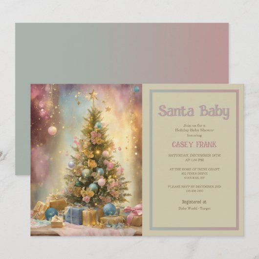 Baby shower Christmas Kaart (Voorkant / Achterkant)