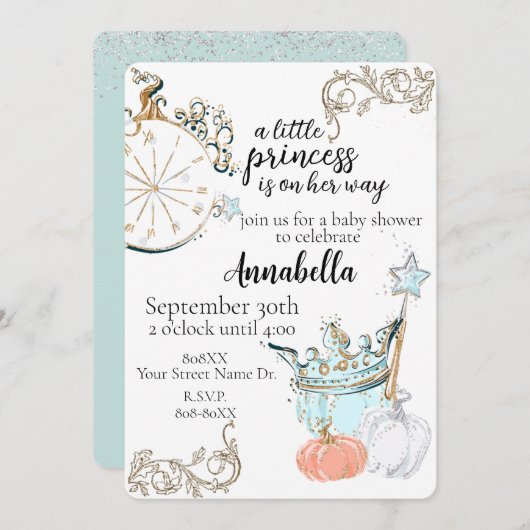 Baby shower Cinderella Princess Kaart (Voorkant / Achterkant)