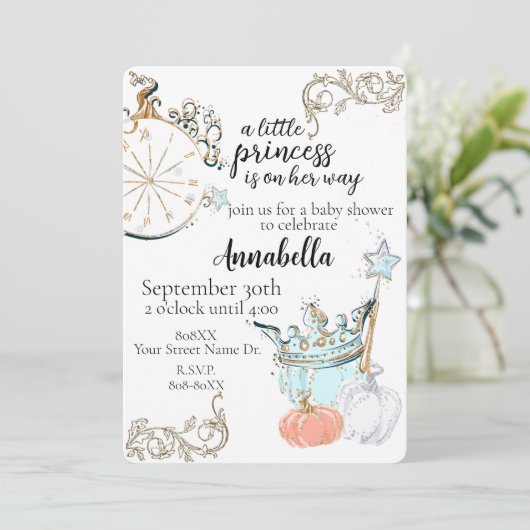 Baby shower Cinderella Princess Kaart (Staand voorkant)